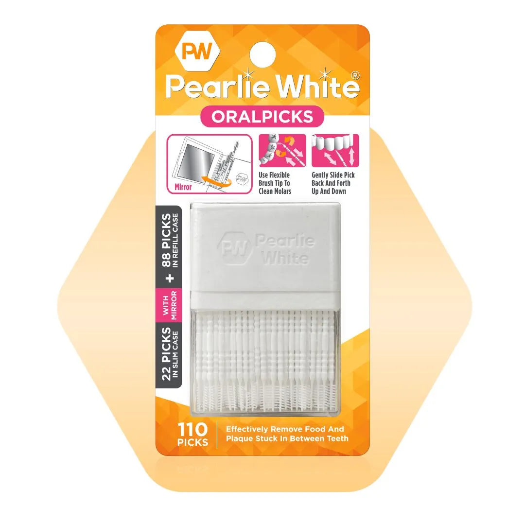 Pearly Dew rich WHITE Super Maximum ポーチ付 OralPicks Slim Case with Mirror 110s | Pearlie White