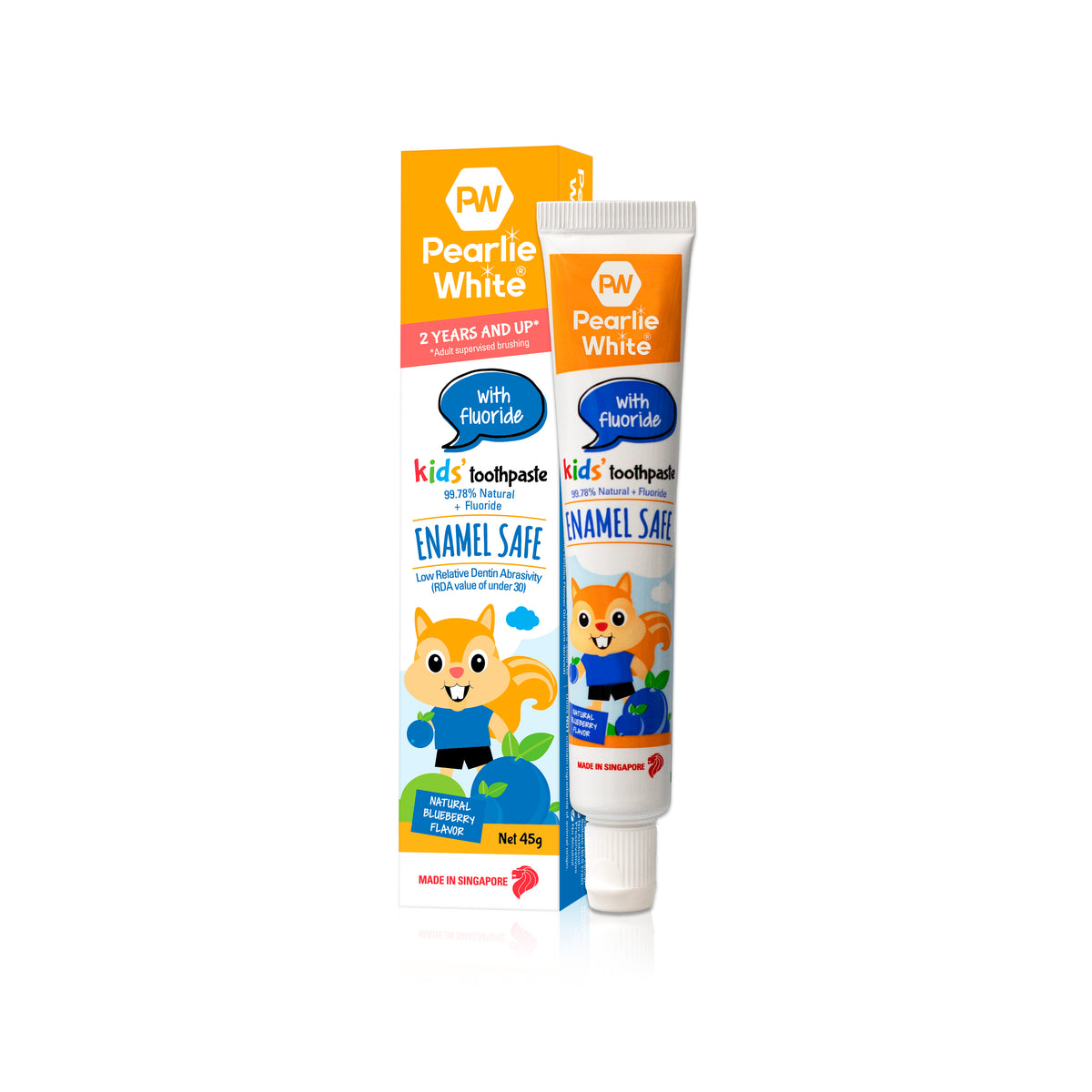 Enamel Safe Kids’ Fluoride Toothpaste (Blueberry) 45g Pearlie White