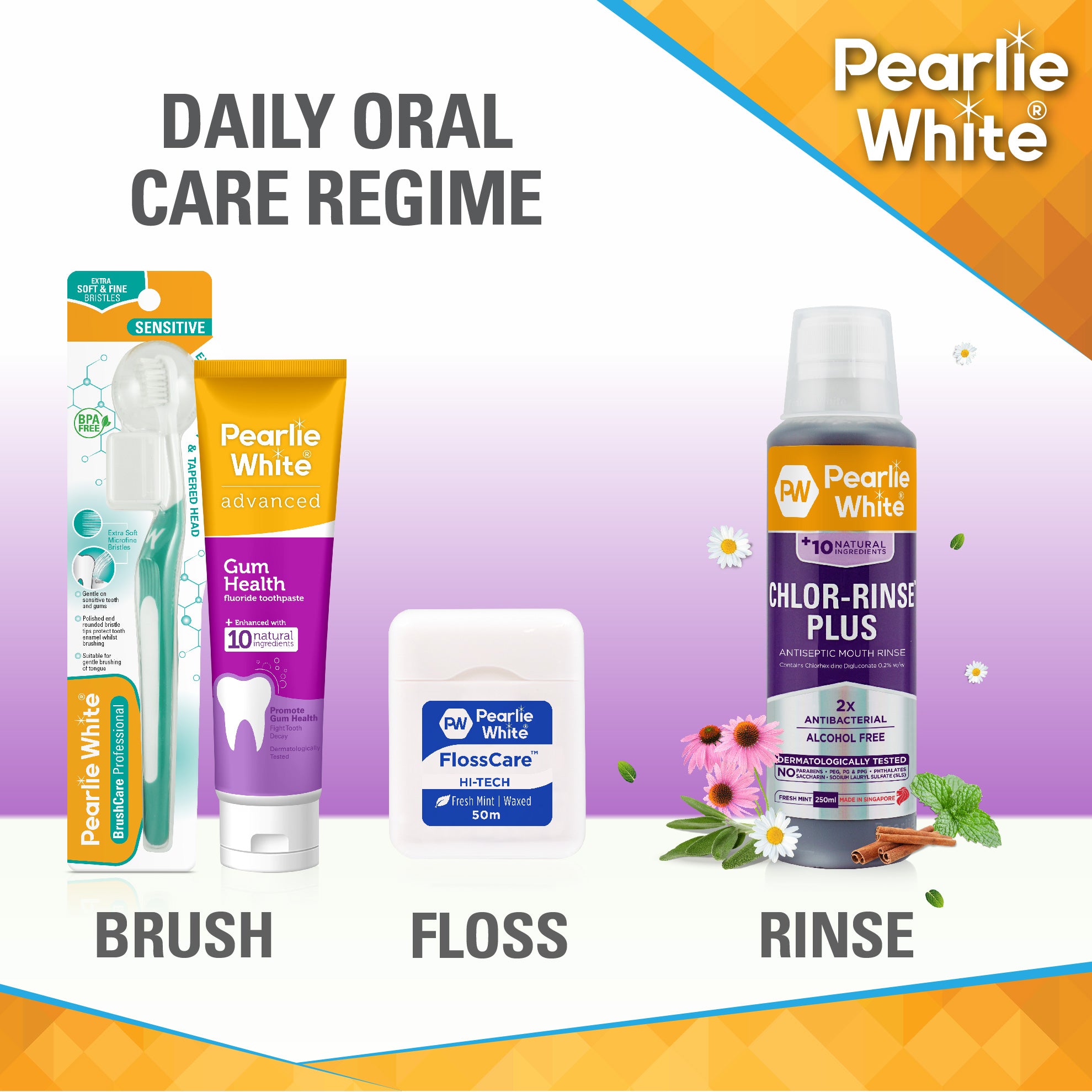 Chlor-Rinse Plus Antiseptic Mouth Rinse 250ml | Pearlie White