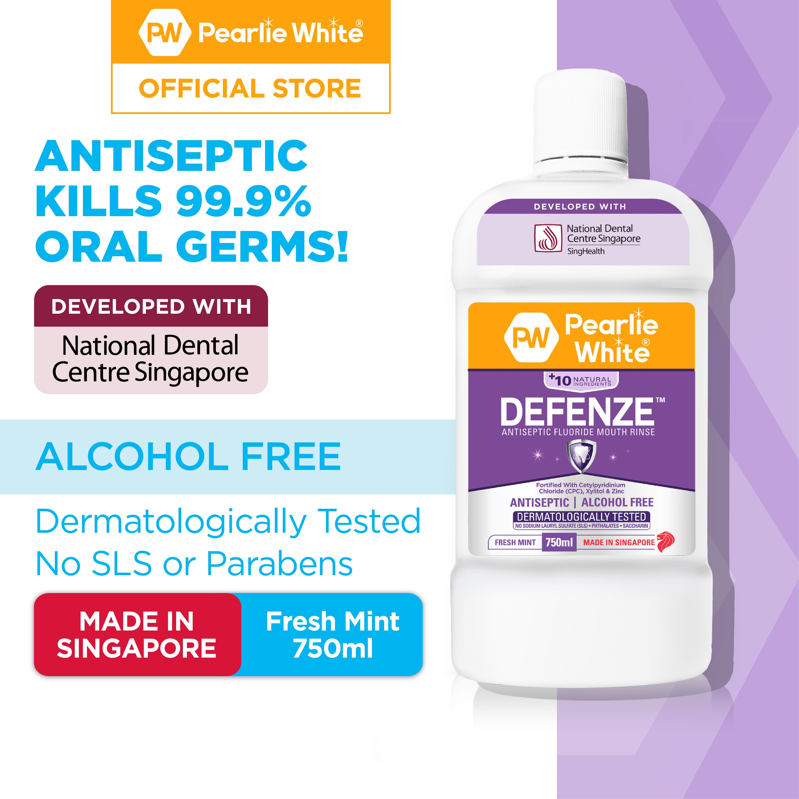 Defenze Antiseptic Fluoride Mouth Rinse 750ml