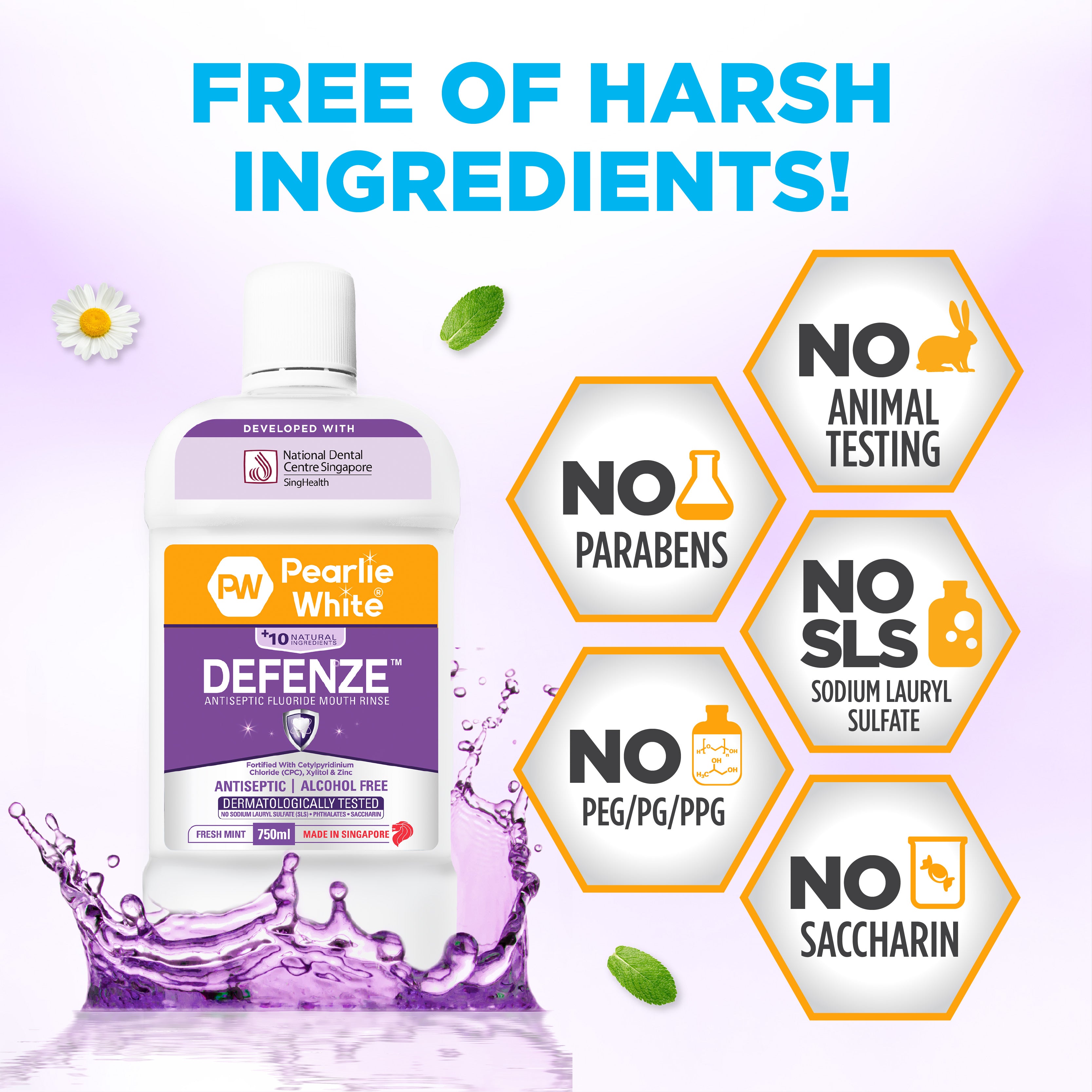 Defenze Antiseptic Fluoride Mouth Rinse 750ml