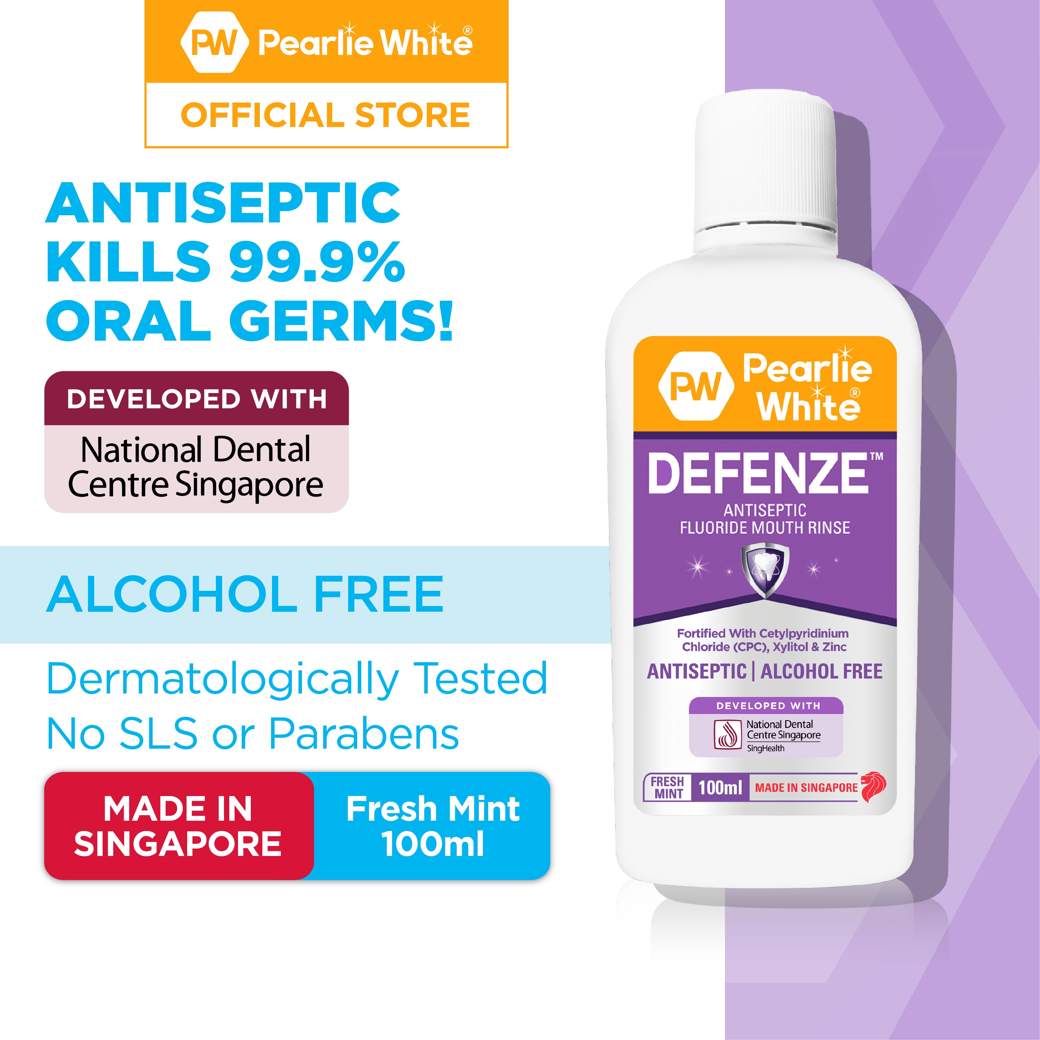 Defenze Antiseptic Fluoride Mouth Rinse 100ml