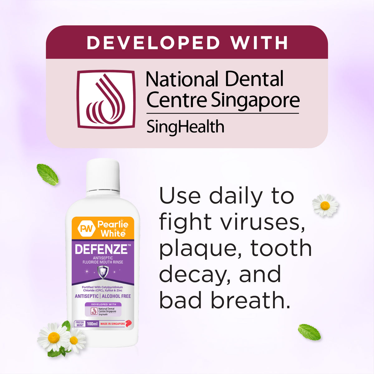 Defenze Antiseptic Fluoride Mouth Rinse 100ml – Pearlie White