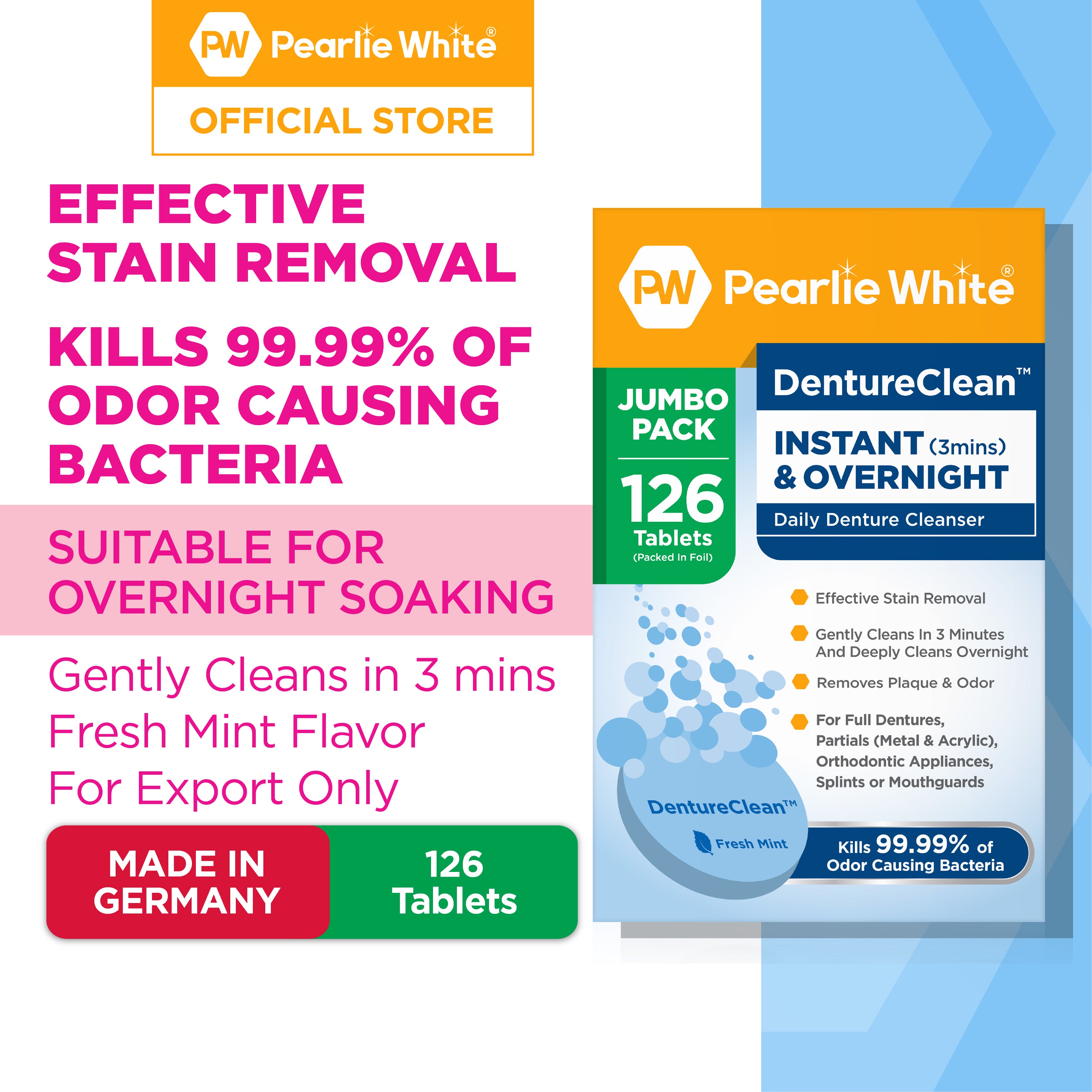 DentureClean Daily Denture Cleanser 126s (For Export Only)