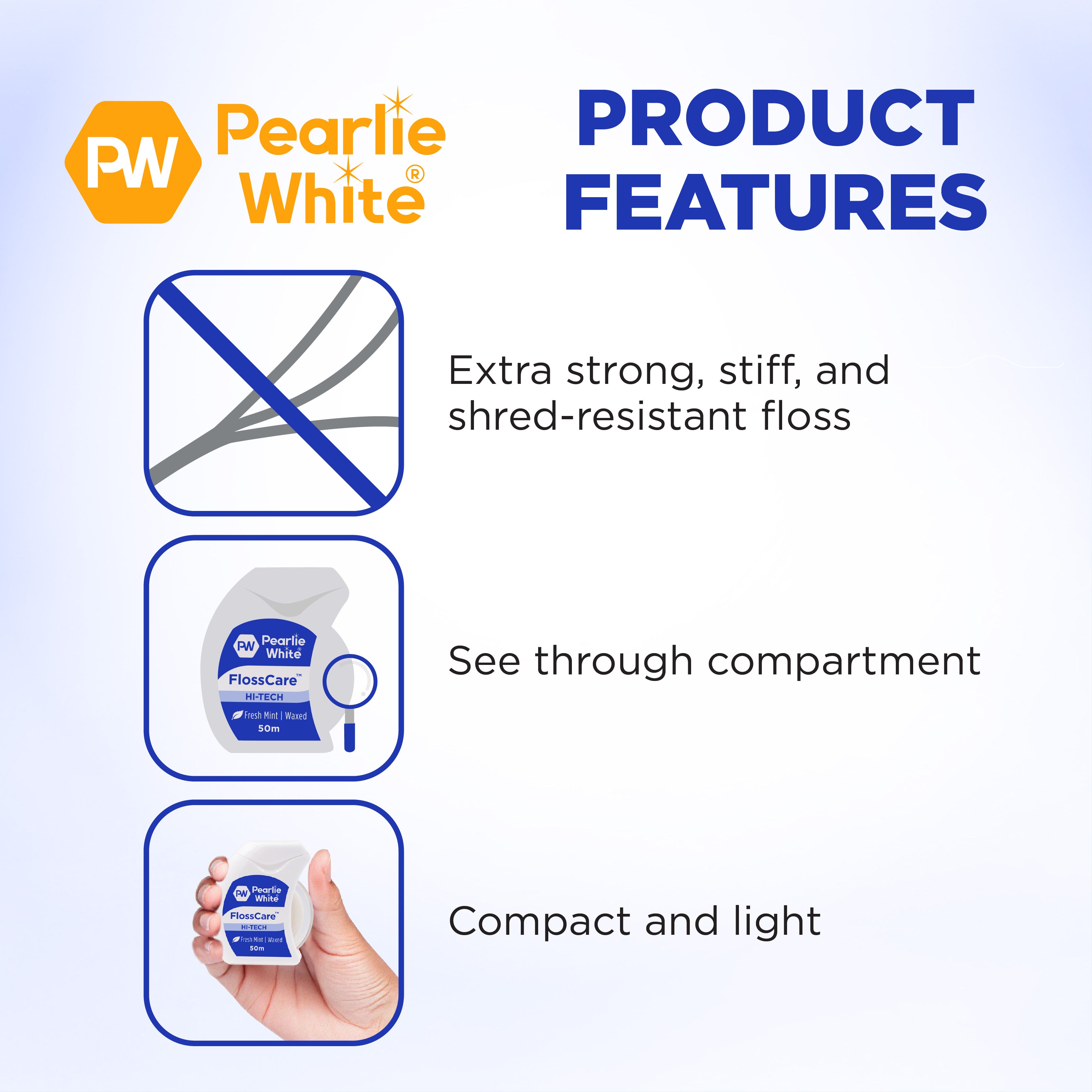 FlossCare Hi-Tech Waxed Mint Floss 50m