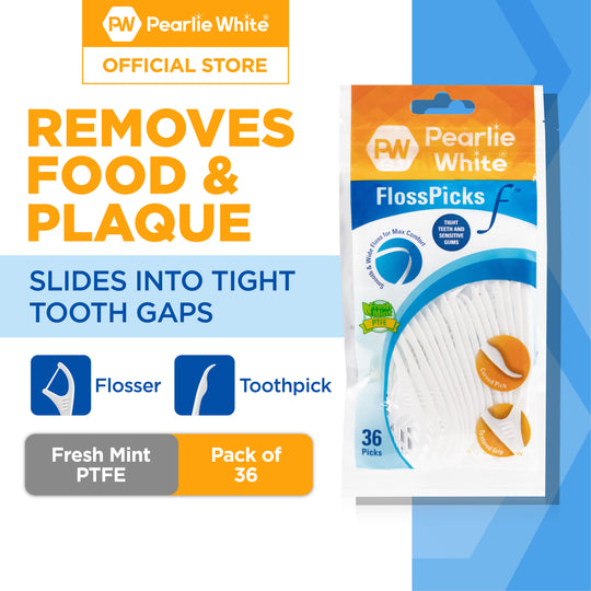 FlossPicks F 2-IN-1 PTFE Mint Flosser 36pcs | Pearlie White