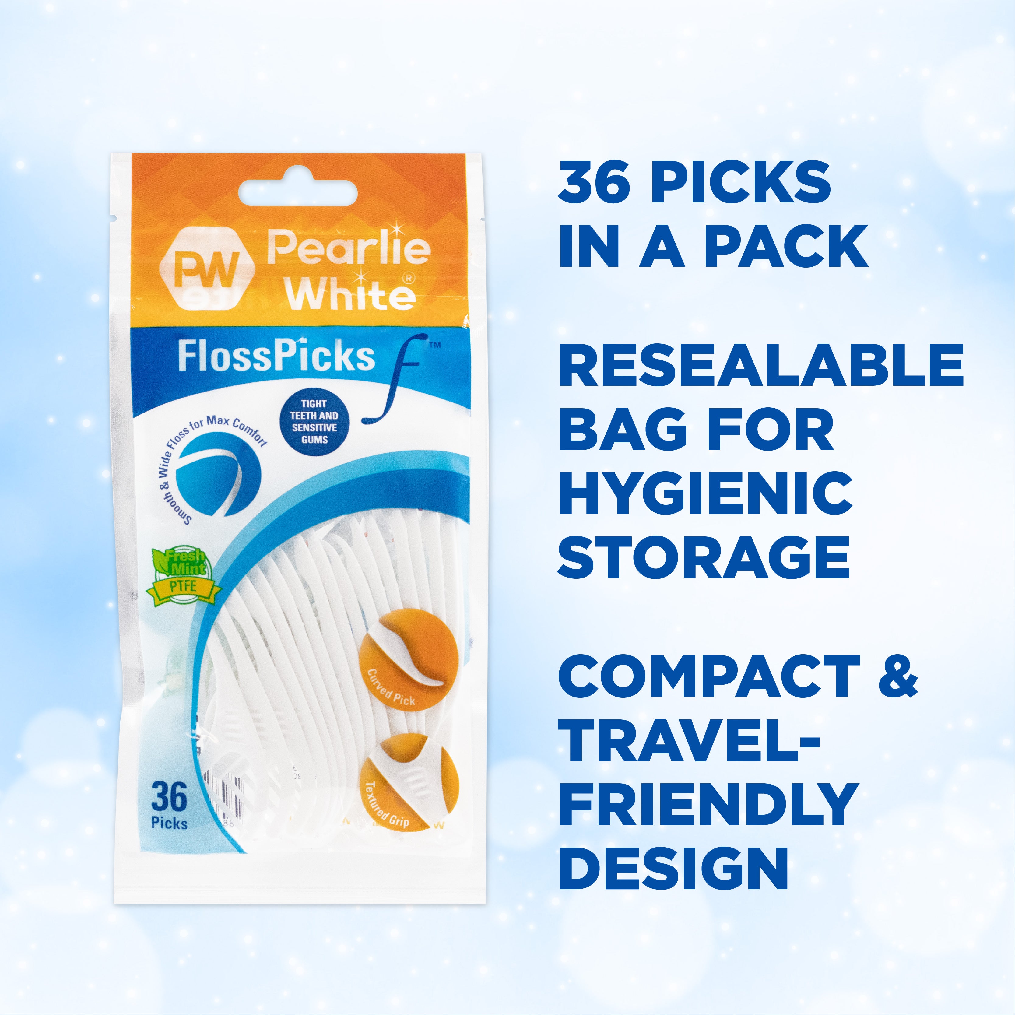 FlossPicks F 2-IN-1 PTFE Mint Flosser 36pcs