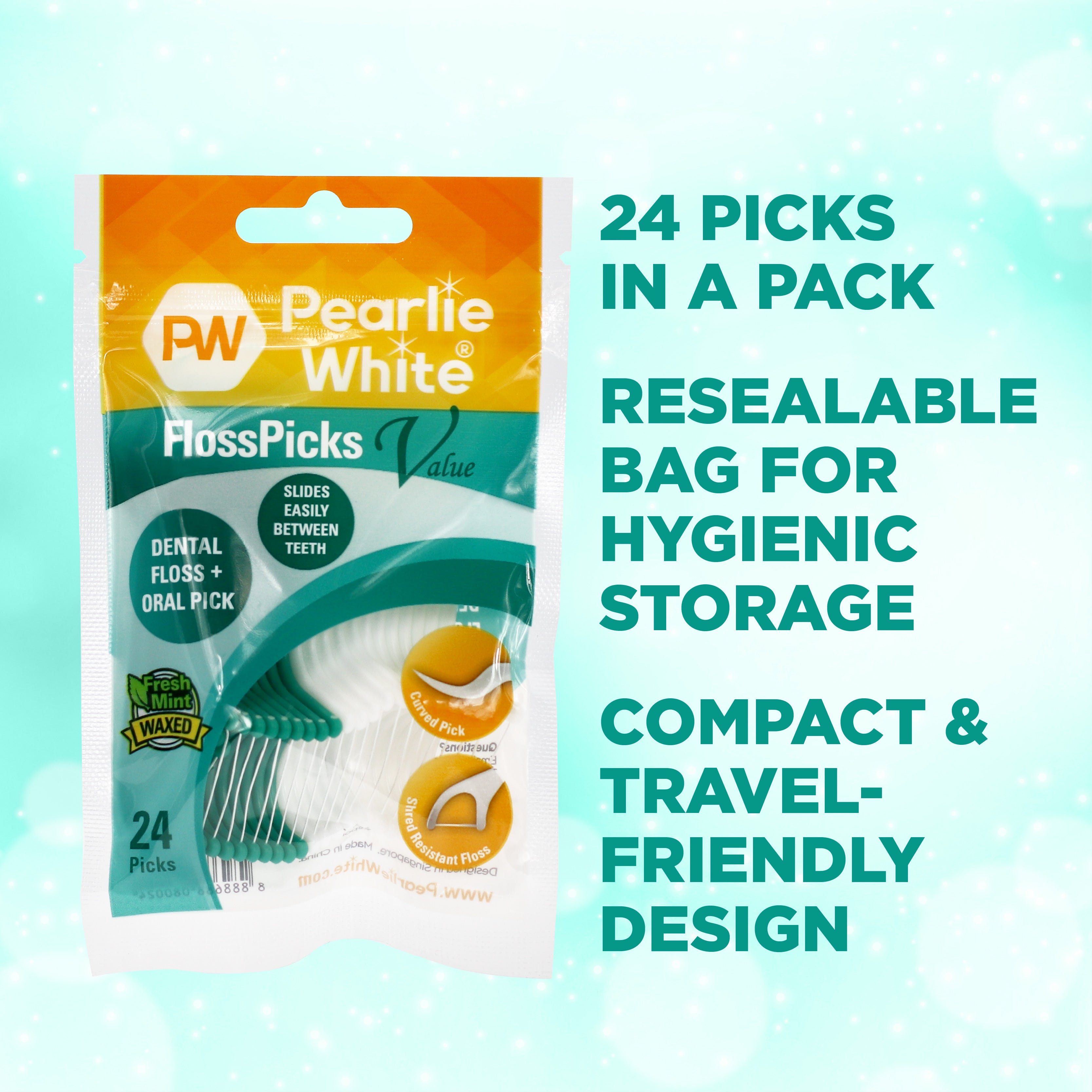 FlossPicks Value 2-IN-1 Mint Flosser 24pcs