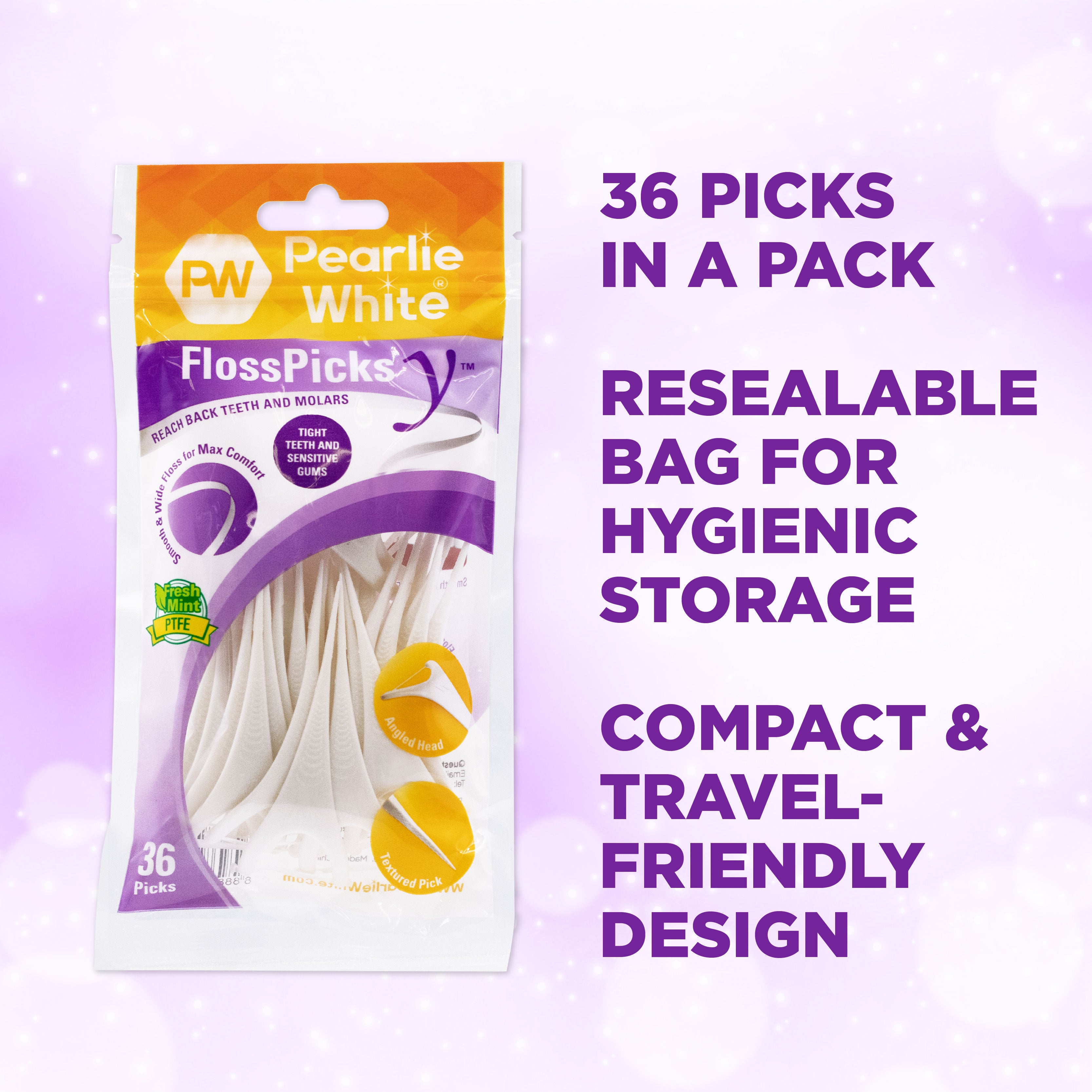 FlossPick Y 2-IN-1 PTFE Back Teeth Mint Flosser 36pcs