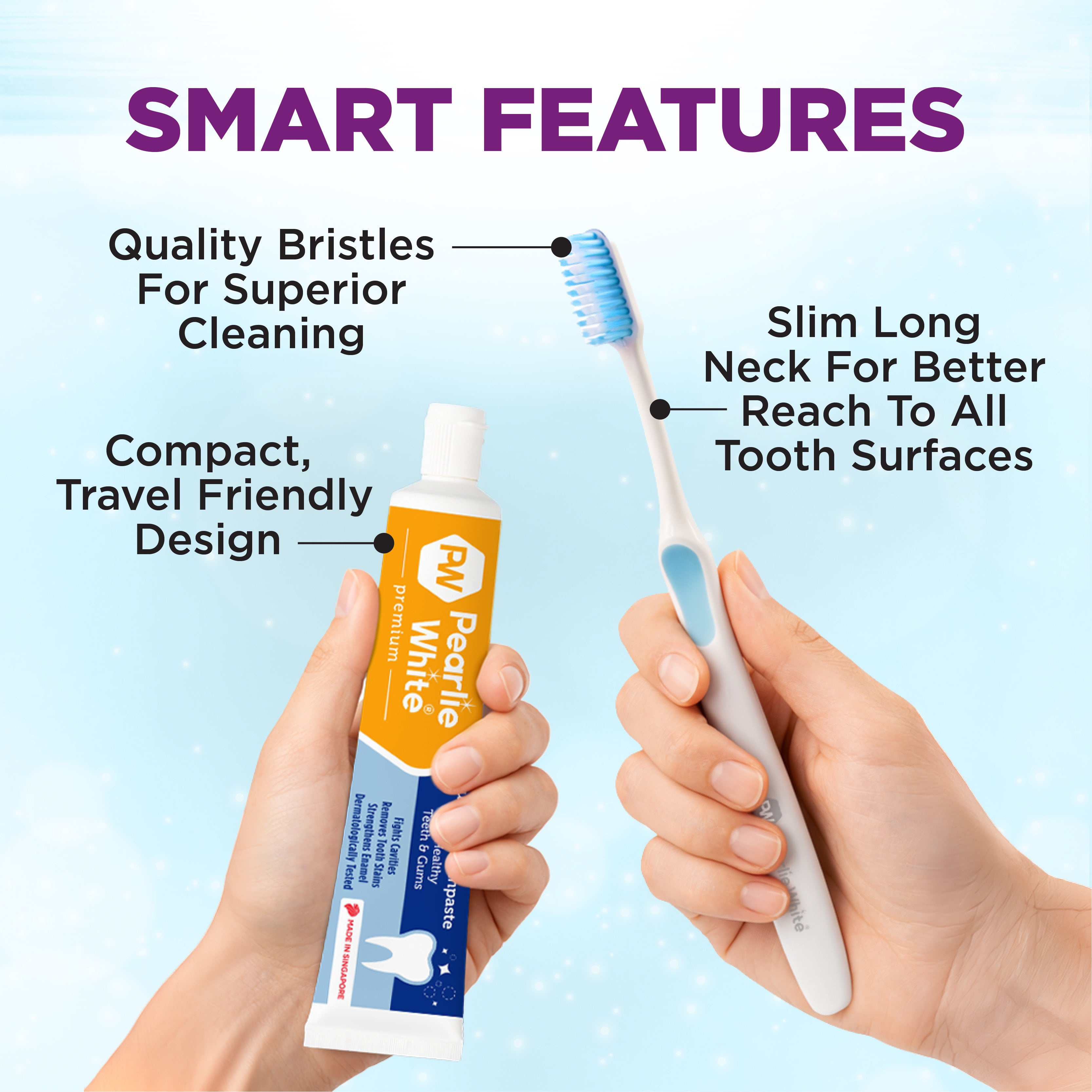 Travel Toothbrush & Toothpaste 50g – Pearlie White
