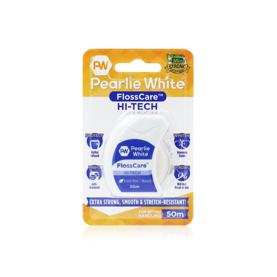 FlossCare Hi-Tech Waxed Mint Floss 50m | Pearlie White