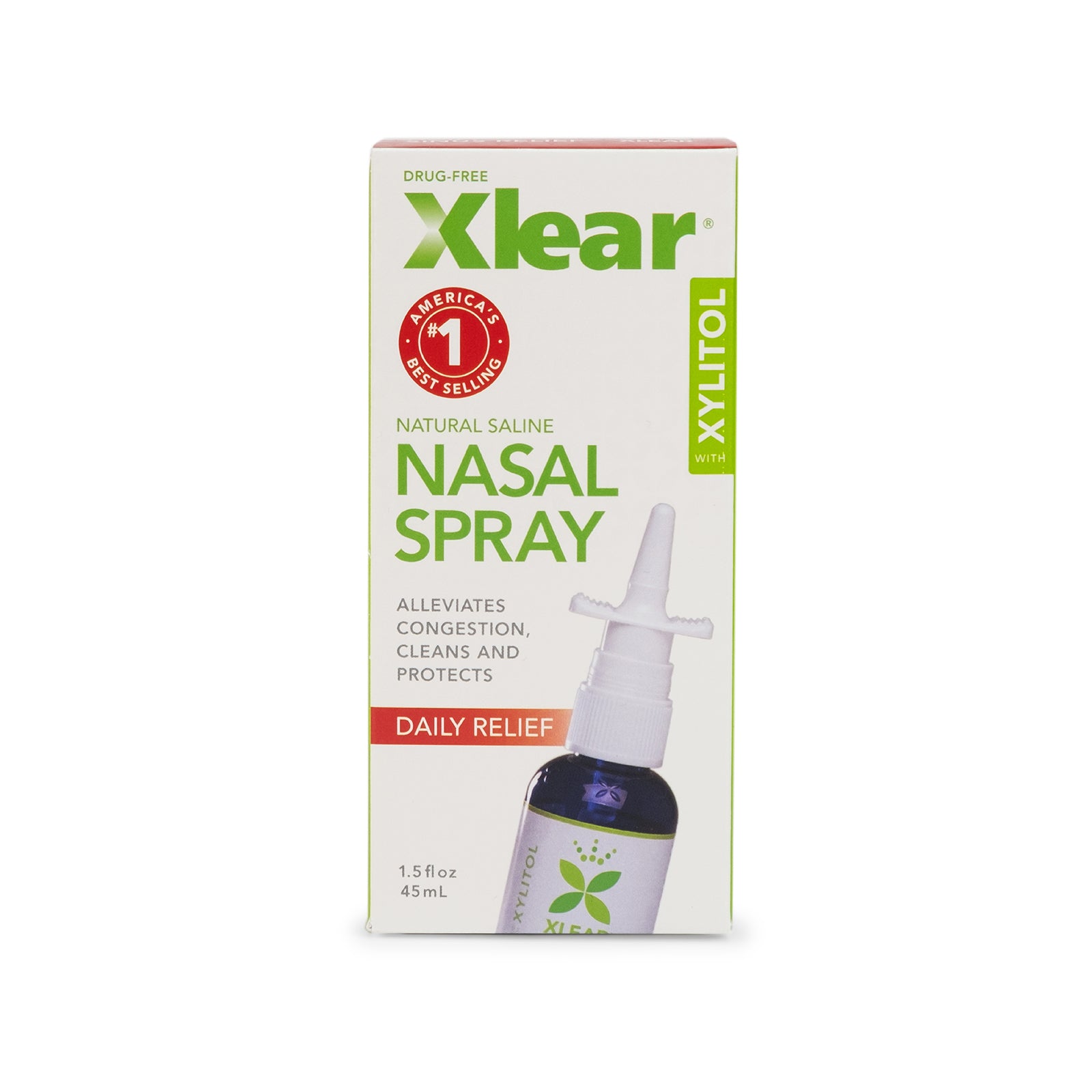 Xlear Natural Saline Sinus Nasal Spray with Xylitol 45ml (1.5 Fl Oz)