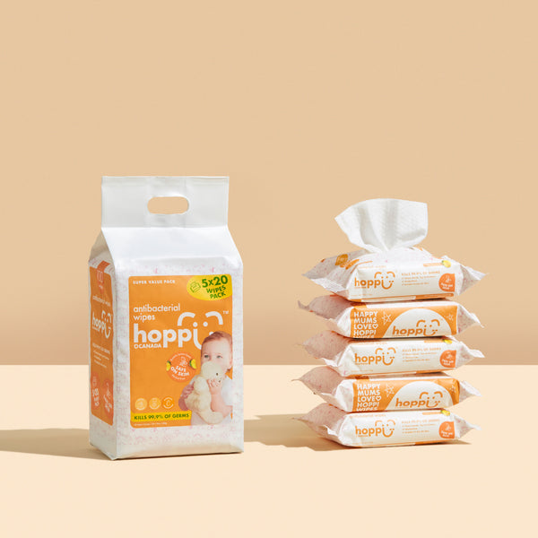 Hoppi Baby Antibacterial Wipes 20s Pack (5-In-1 Bundle Pack)