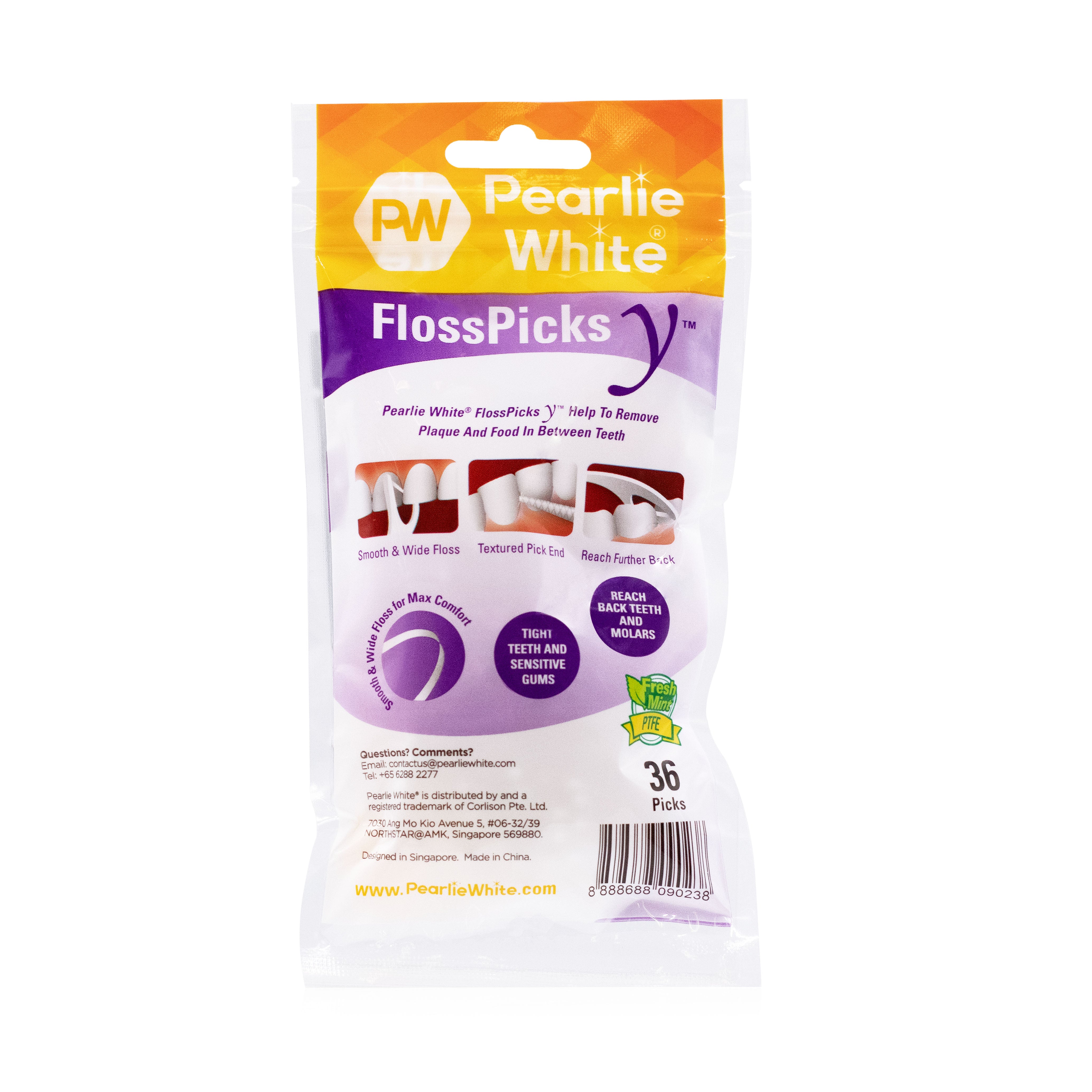 FlossPick Y™ 2-IN-1 PTFE Back Teeth Mint Flosser 36pcs