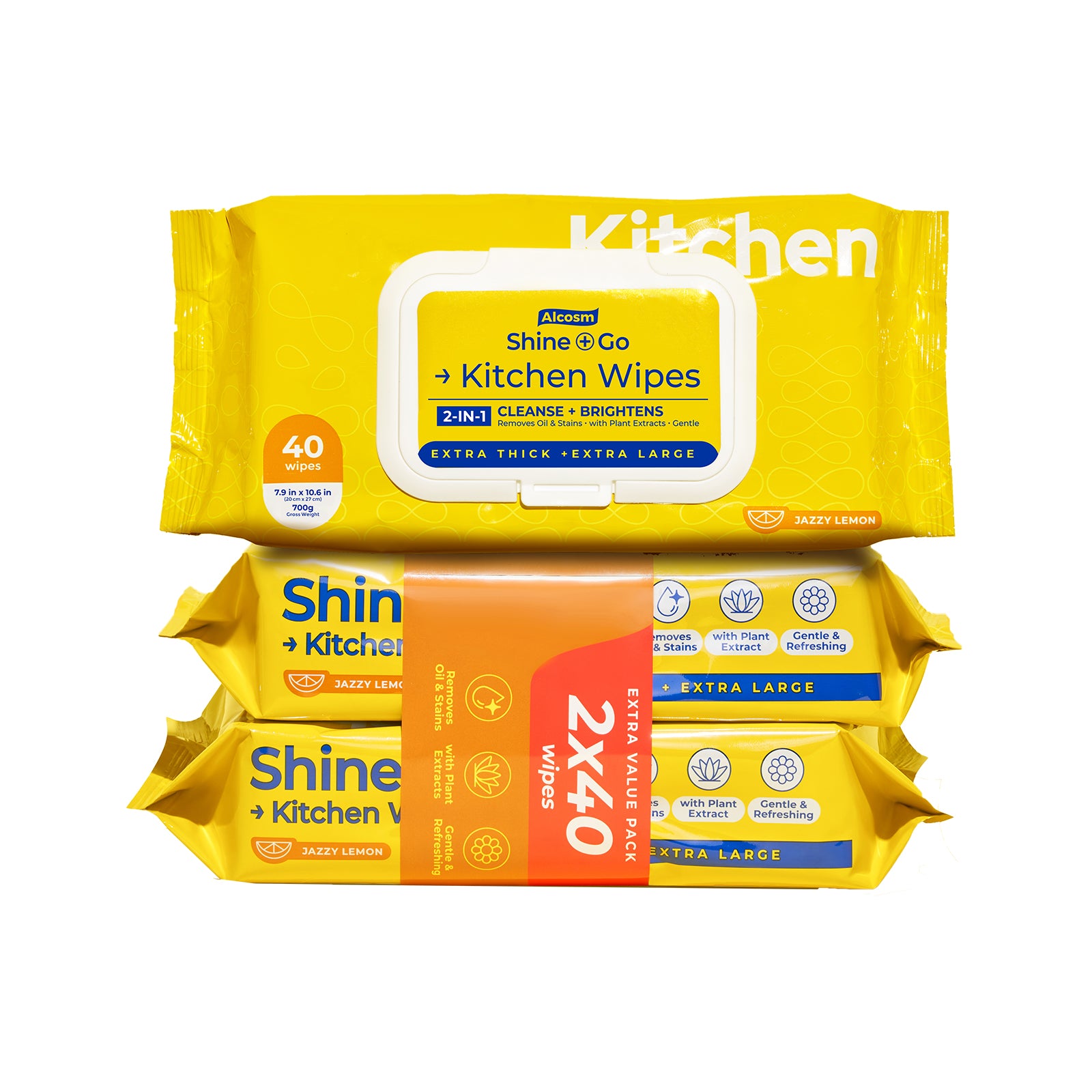 Alcosm Kitchen Wipes 40s (Bundle of 2)